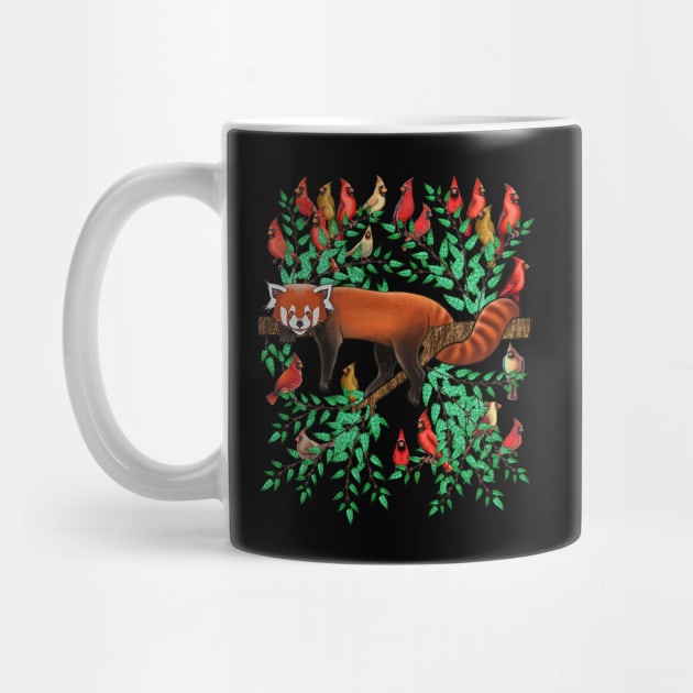 Red panda red cardinal bird by Artardishop